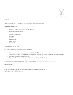 UK Doctor Tax Rebate Claim Form