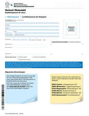 Duplikatsgesuch für einen Führerausweis