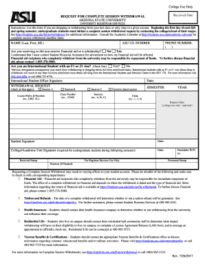 Arizona State University Complete Session Withdrawal Form