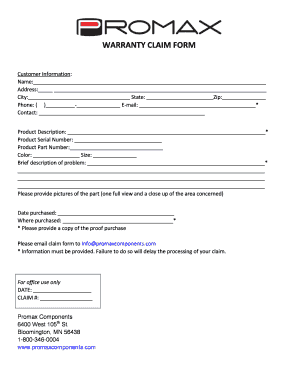 Warranty Claim Form