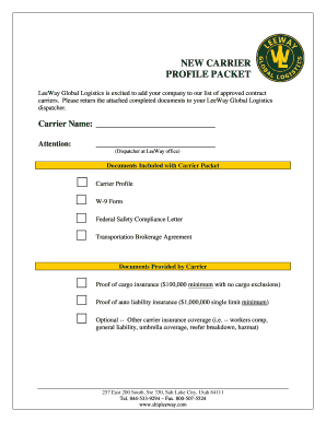 New Carrier Profile Packet