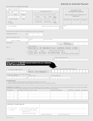 Auto Payment Authority Form