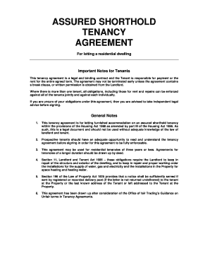 Assured Shorthold Tenancy Agreement