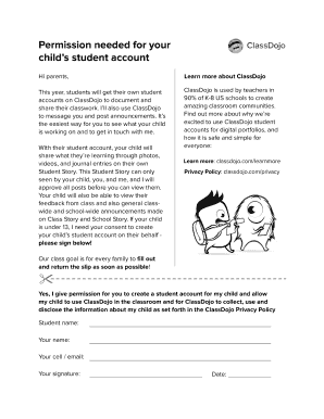 ClassDojo Student Account Permission Form