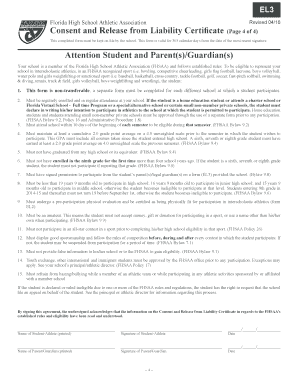 Florida High School Athletic Association Consent Form