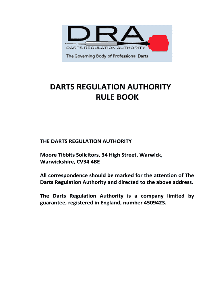 Fillable Online DARTS REGULATION AUTHORITY Fax Email Print pdfFiller