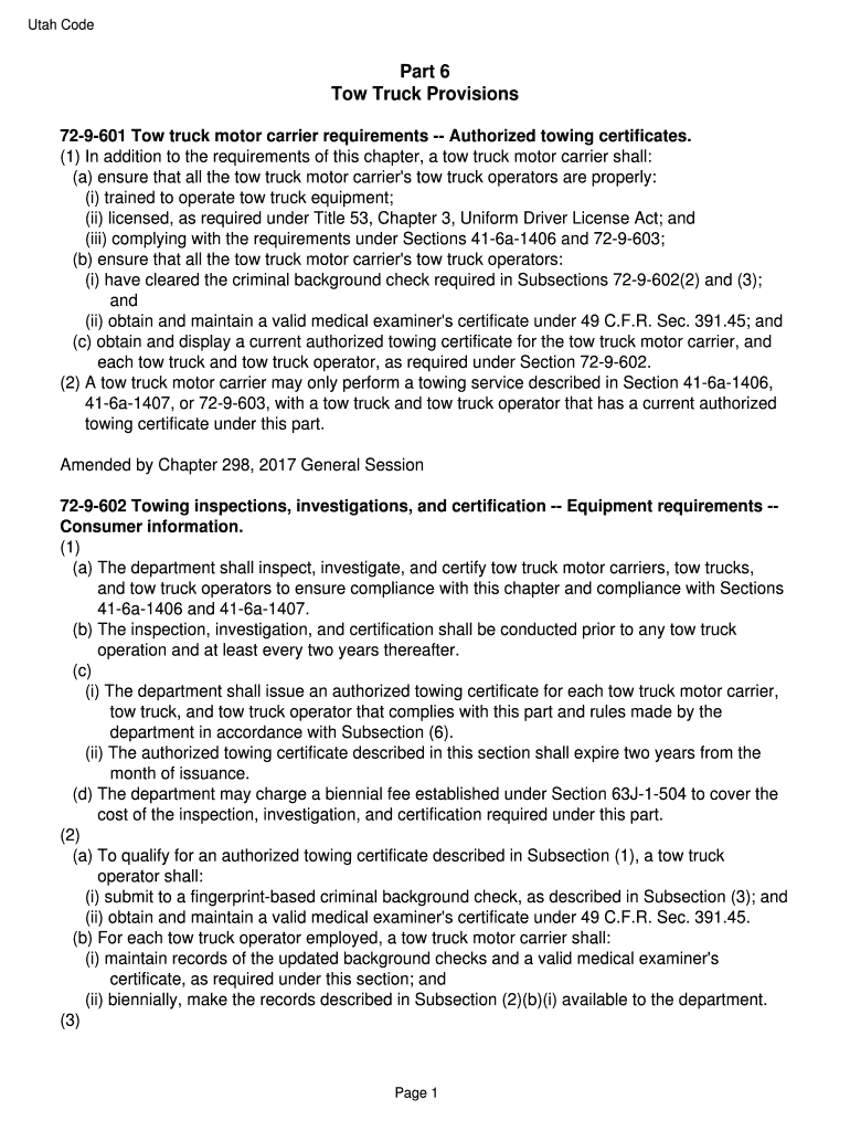 Fillable Online Tow Truck Provisions Fax Email Print pdfFiller