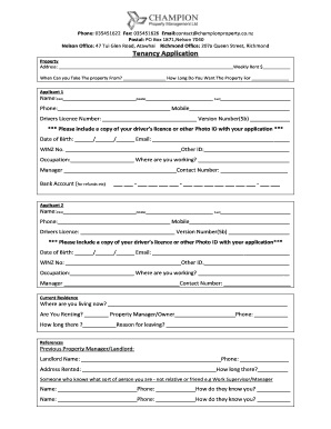 New Zealand Tenancy Application Form