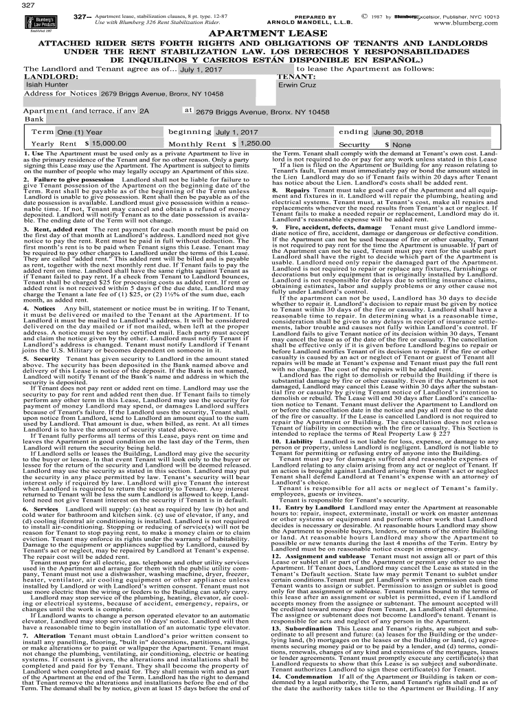 Fillable Online Apartment lease, stabilization clauses, 8 pt Fax Email Print pdfFiller