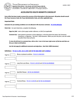 Texas Accelerated Death Benefits Checklist