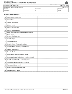 California Solar Water Heating Worksheet
