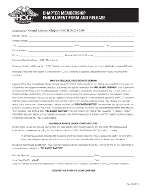 Harley Owners Group Chapter Membership Enrollment Form