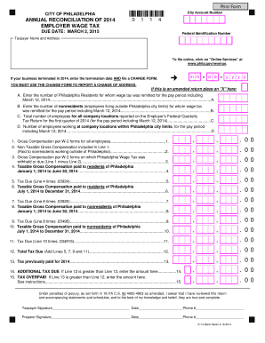 Philadelphia Employer Wage Tax Annual Reconciliation