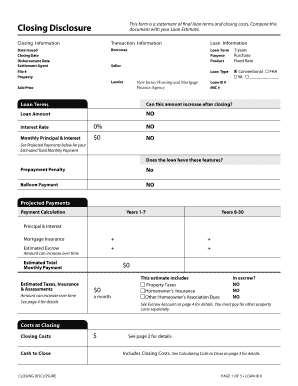 Closing Disclosure Form