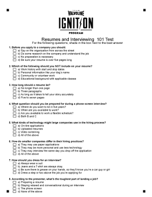 Resume and Interviewing Quiz