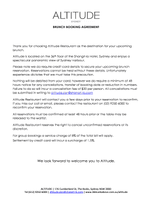 Brunch Booking Agreement