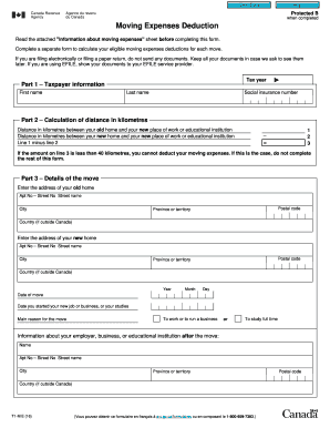 Canada Moving Expenses Deduction Form