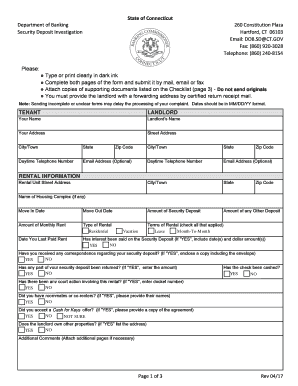 Connecticut Security Deposit Complaint Form