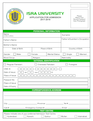Isra University Application Form