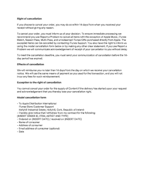 Apple Right of Cancellation Form