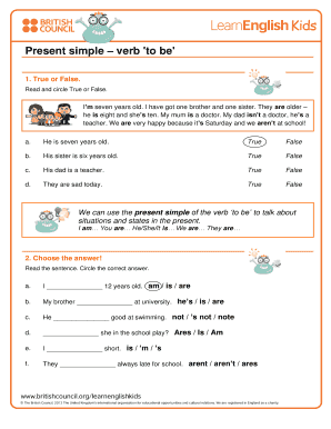 Present Simple Verb To Be Worksheet