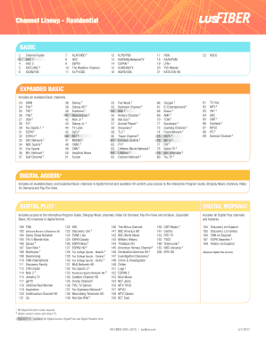 Fillable Online Channel Lineup - Residential Fax Email Print - pdfFiller