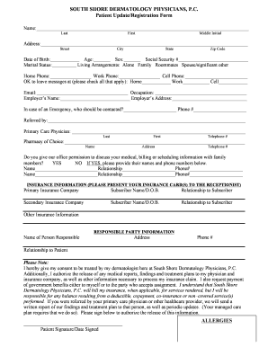 Patient Update Registration Form