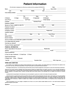 Patient Information and Financial Agreement Form