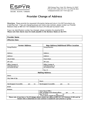 Provider Change of Address Form