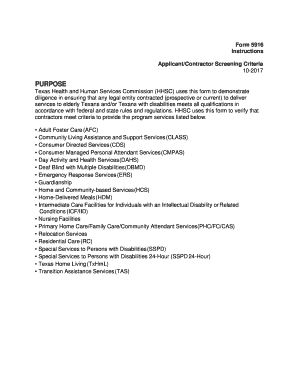 Texas Form 5916 Applicant Contractor Screening