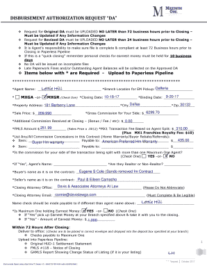 Disbursement Authorization Request Form