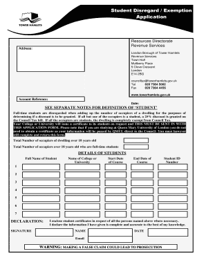 UK Student Council Tax Exemption Application