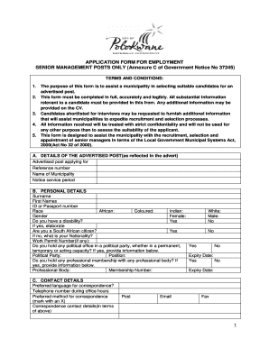 Application Form for Senior Management Posts