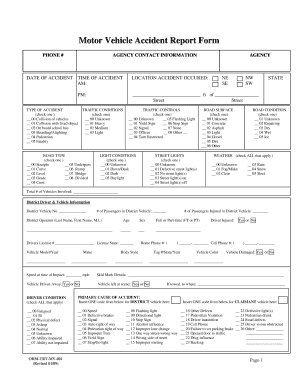 Motor Vehicle Accident Report Form