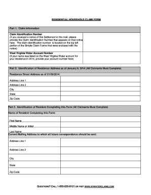 Simple Claim Form for Residential Household Water User