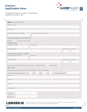 LUCRF Super Employer Application Form