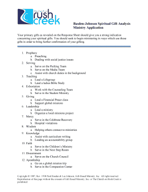 Basden-johnson spiritual gift analysis