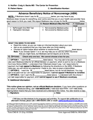 Advance Beneficiary Notice of Noncoverage (ABN)