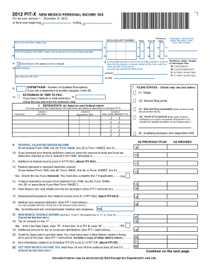 New Mexico Personal Income Tax Form PIT-X