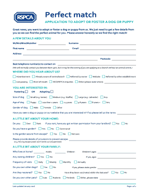 Dog Adoption or Foster Application