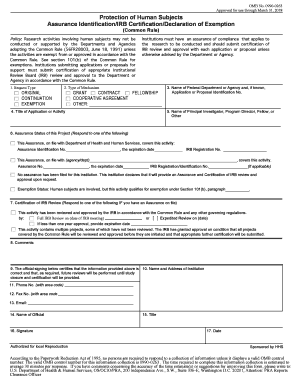Human Subjects Research Assurance Form