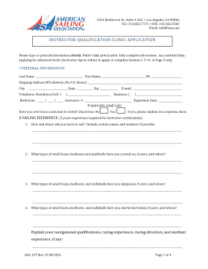 Instructor Qualification Clinic Application