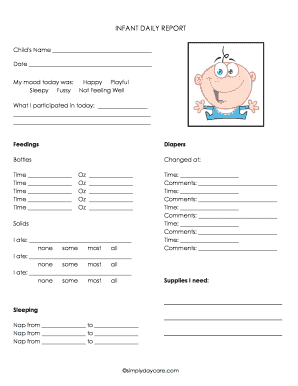 Infant Daily Report Form