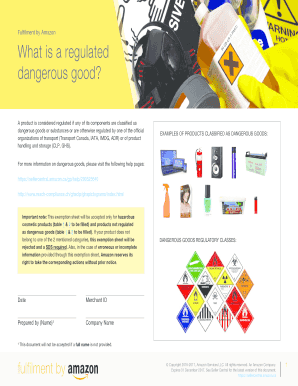 Amazon Dangerous Goods Exemption Sheet