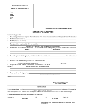 California Notice of Completion