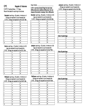 Dog Agility Tracking Sheet