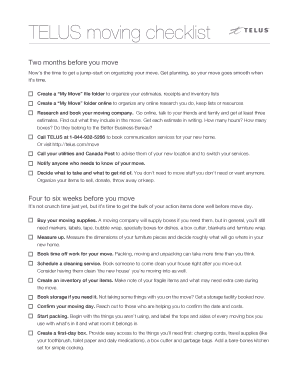Telus moving checklist