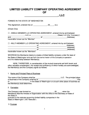 Washington LLC Operating Agreement