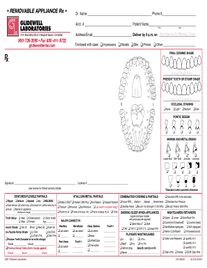 Removable Appliance Prescription Form