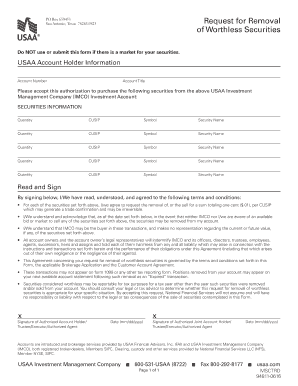Request for Removal of Worthless Securities